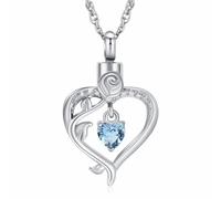 Minicremation Collana con urna a forma di cuore per cremazione, da donna, infinitamente, gioiello per cremazione, medaglione con cristalli e ciondolo commemorativo, one size, Acciaio inossidabile