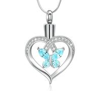 Minicremation Collana con urna a forma di cuore per cremazione, da donna, infinitamente, gioiello per cremazione, medaglione con cristalli e ciondolo commemorativo, Misura unica, Acciaio inossidabile