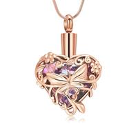 Minicremation Collana con urna a forma di farfalla per ceneri da donna con cuore di cristallo per cremazione funebre ceneri ricordo collana gioielli, Acciaio inossidabile, Nessuna pietra preziosa