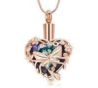 Minicremation Collana con urna a forma di farfalla per ceneri da donna con cuore di cristallo per cremazione funebre ceneri ricordo collana gioielli, Acciaio inossidabile, Nessuna pietra preziosa