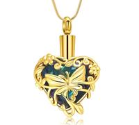 Minicremation Collana con urna a forma di farfalla per ceneri da donna con cuore di cristallo per cremazione funebre ceneri ricordo collana gioielli, Acciaio inossidabile, Nessuna pietra preziosa