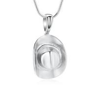Minicremation Collana con urna per ceneri con cappello da cowboy, urna commemorativa, in acciaio inossidabile, gioiello per ceneri per donne e uomini, Acciaio inossidabile, Nessuna pietra preziosa