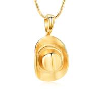 Minicremation Collana con urna per ceneri con cappello da cowboy, urna commemorativa, in acciaio inossidabile, gioiello per ceneri per donne e uomini, Acciaio inossidabile, Nessuna pietra preziosa