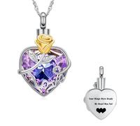 Minicremation Collana con urna per ceneri con fiore di rosa, ciondolo a forma di cuore per ceneri ricordo della cremazione collana funebre gioielli regali per le donne, Acciaio inossidabile, Nessuna