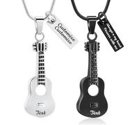 Minicremation Collana con urna per chitarra per donne e uomini, in acciaio inossidabile, con ciondolo commemorativo per chitarra, gioiello per cremazione, collana per musica umana, gioielli, ricordi