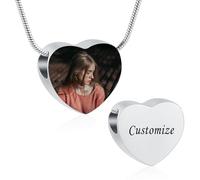 Minicremation Collana con urna personalizzata con incisione di ceneri pendente, gioielli commemorativi per uomo/animale domestico con foto, incisione fotografica fai da te ricordo per onorare la