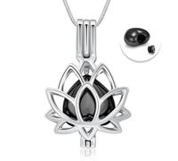 Minicremation Collana da donna con ciondolo a forma di fiore di loto, in acciaio inox, con urna commemorativa, Acciaio inossidabile, Nessuna pietra preziosa