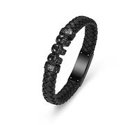 Minicremation Gioielli per Cremazione Braccialetto Urna Teschio per Ceneri per Uomini Donne Ricordo Memoriale Bracciale Rigido Fascia da Polso in Pelle Intrecciata Braccialetto per Cremazione Regalo