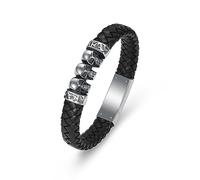 Minicremation Gioielli per Cremazione Braccialetto Urna Teschio per Ceneri per Uomini Donne Ricordo Memoriale Braccialetto Rigido Fascia da Polso in Pelle Intrecciata Braccialetto per Cremazione