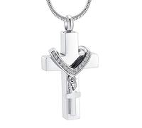 Minicremation Gioielli per cremazione per ceneri croce urna collana per donne uomini doppia croce religiosa commemorativa urna medaglione per le ceneri della persona amata ciondolo funerale ricordo