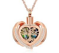 Minicremation Gioielli per la cremazione per ceneri Albero della Vita Ciondolo Ceneri Cristallo Cuore Urna Collana Mini Urna Memoriale Keepsake Ash Jewelry, Acciaio inossidabile, Nessuna pietra