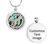 Minicremation Gioielli per la cremazione per ceneri in acciaio inox fenice urna collana per donne uomini abalone urna ciondolo urna ricordo gioielli commemorativi, Acciaio inossidabile, Nessuna pietra