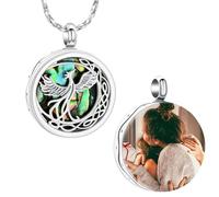 Minicremation Gioielli per la cremazione per ceneri in acciaio inox fenice urna collana per donne uomini abalone urna ciondolo urna ricordo gioielli commemorativi, Acciaio inossidabile, Nessuna pietra