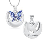 Minicremation Gioielli per la cremazione per ceneri lunare urna collana di cenere farfalla in acciaio inossidabile ciondolo commemorativo umano animale domestico funerale portacenere regalo ricordo