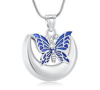 Minicremation Gioielli per la cremazione per ceneri lunare urna collana di cenere farfalla in acciaio inossidabile ciondolo commemorativo umano animale domestico funerale portacenere regalo ricordo