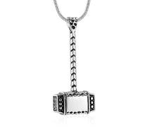 Minicremation Mjolnir - Collana con urna a forma di martello di Thor, da uomo, celtico nordico, vichingo, gioiello per cremazione da donna, ricordo commemorativo, Misura unica, Acciaio inossidabile