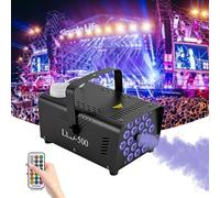 Minidisco - Macchina per fumo 500 W, con 18 luci LED RGB, macchina per feste con nebbia automatica e telecomando senza fili per Halloween, Natale, matrimonio, compleanno