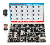 Minidodoca Kit di induttori da 25 valori da 242 pezzi da 1 uH a 100 mH DIP potenza radiale induttori kit assortimento bobina di rame resistenza corrente nominale DC scomparto singolo