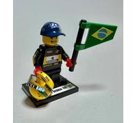 Minifigure Ayrton Senna Lotus 97T black F1 GP Estoril first victory flag and cap