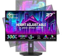 Minifire 27 Pollici QHD 300Hz Gaming Monitor 2K 2560 x 1440-1ms FreeSync DCI-P3 98% HDR10 2×DP1.4 2×HDMI 2.1 Monitor PC da Gioco Rotante Verticale/Orizzontale regolabile in(MFG27F6Q Pro con cavo DP)