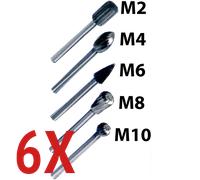 Minifrese rotative HSS testa 6 mm, gambo 3 mm