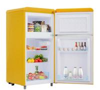Minifrigo compatto, piccolo frigorifero con congelatore, minifrigo retrò a doppia porta, 7 termostati regolabili, ripiani regolabili per dormitorio, ufficio e camera da letto,Yellow