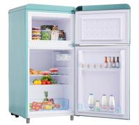 Minifrigo compatto, piccolo frigorifero con congelatore, minifrigo retrò a doppia porta, 7 termostati regolabili, ripiani regolabili per dormitorio, ufficio e camera da letto,Blue