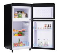 Minifrigo compatto, piccolo frigorifero con congelatore, minifrigo retrò a doppia porta, 7 termostati regolabili, ripiani regolabili per dormitorio, ufficio e camera da letto,Black