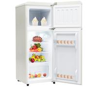 Minifrigo con congelatore, piccolo frigorifero a doppia porta, articoli essenziali per dormitori, termostato regolabile, minifrigo per ufficio, dormitorio, camera da letto,Beige