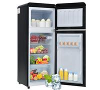 Minifrigo con congelatore, piccolo frigorifero a doppia porta, articoli essenziali per dormitori, termostato regolabile, minifrigo per ufficio, dormitorio, camera da letto,Black