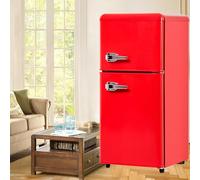 Minifrigo da 60 l con congelatore, minifrigo compatto a doppia porta per camera da letto, termostato regolabile, piccolo frigorifero a basso consumo energetico e silenzioso,Red