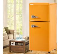 Minifrigo da 60 l con congelatore, minifrigo compatto a doppia porta per camera da letto, termostato regolabile, piccolo frigorifero a basso consumo energetico e silenzioso,Yellow