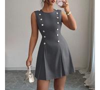 Minigonna con inserti di strass, vita svasata, cucitura a principessa. Elegante e vintage alla francese, con fiocco in vita e bottoni, adatta per occasioni formali, lauree, feste leggere, appuntamenti