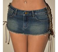 Minigonna di jeans legata ultra corta e sexy L,M,S,XS,XXSDenim