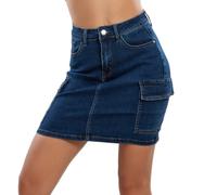 Minigonna donna gonna cargo jeans denim elasticizzata TOOCOOL S0016