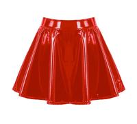 Minigonna elegante donna verniciata lucida svasata in pelle per danza e clubwear