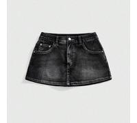 Minigonna in jeans con vita ultra bassa, ricamo di teschio con ali, strass, stile retrò Y2K, subcultura, sexy, per Ognissanti L,M,S,XSTribale,Motivo strutturatoDenim