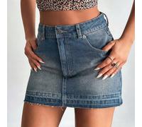 Minigonna in jeans vita bassa con tasche a taglio obliquo, stile Y2K L,M,S,XSColore unico,stampa dappertuttoDenim