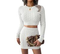 Minigonna in Maglia A Trecce Autunno Inverno da Donna Completi in 2 Pezzi Completi Maglioni Solid Short Top Minigonna Set Completi da Donna in Due Pezzi