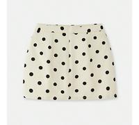 Minigonna in stile vintage francese e parigino, con stampa a pois, in tessuto lavorato a crema, adatta per la primavera e l'estate L,M,S,XL,XSGeometricoDenim