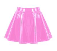 Minigonna nera lucida pelle poliuretano svasata danza una linea abbigliamento da