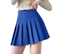 Minigonna sexy da donna, a maniche corte, con elastico, Y2k, gonna corta, linea ad A, in vita elasticizzata, taglia grande, 011 blu, S