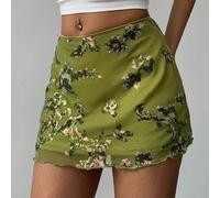 Minigonna verde ricamata con paillettes, semplice e alla moda, adatta per l'estate, la laurea, il ritorno a scuola, lo stile Y2K, la Pasqua, San Patrizio, il carnevale, le uscite, le serate, i concert