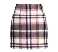 Minigonne a quadri da donna casual slim a vita alta aderente a matita gonna corta per donna lana a quadri tartan modello primavera autunno inverno abbigliamento quotidiano, rosa, M