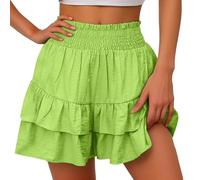 Minigonne da donna Gonna corta a doppio strato con volant Gonna fluida a vita alta svasata Skort Moda Tinta unita Gonne a pieghe Allenamento Sport Skorts Club Party Gonna corta, GN4, S