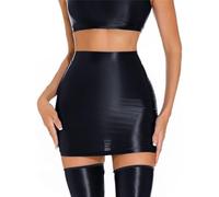 Minigonne lucide da donna, gonna matita BodyCon lucida in vita alta, trasparente con gonne corte sottili, elastico look bagnato in neon Slip per la gonna calda per il club del nightclub rave party