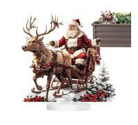 Miniiiatura di Babbo Natale e renna - Set di figurine natalizie, decorazione natalizia | Babbo Natale in miniatura con slitta di renna, per esporre le vacanze, villaggio invernale festivo