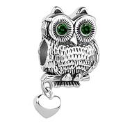 MiniJewelry Animal Owl Charm Compatible with Pandora Bracelets Blue Eye CZ Silver Lucky Bead Sister Friends BFF Daughter Birthday