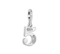 MiniJewelry Charm con numeri fortunati per bracciali, collane, ciondoli compatibili con braccialetti Pandora Moments 0, 1, 2, 3, 4, 5, 6, 7, 8, Rame Zirconia cubica, Zirconia cubica
