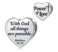 MiniJewelry Ciondolo a forma di cuore con dedica biblica, compatibile con braccialetti Pandora, regalo di compleanno per donne e figlie, in acciaio inox, Misura unica, Acciaio inossidabile, Nessuna